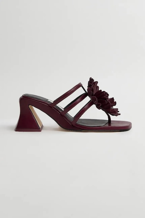 Miista papuci cu călcâiul deschis pentru femei, din piele Hara burgundy MI_6123