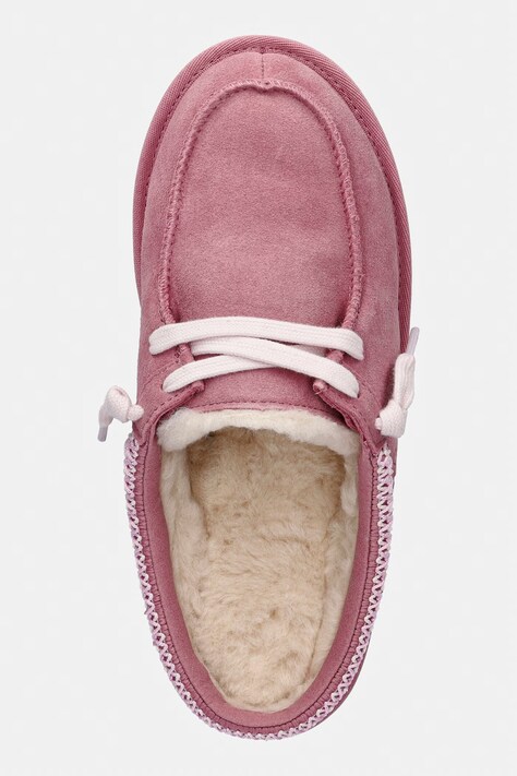 UGG kapcie zamszowe dziecięce TASMAN MULE kolor różowy 1175213K