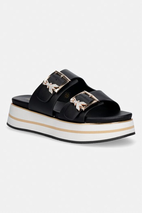 Patrizia Pepe klapki dziecięce skórzane czarne PPJ389