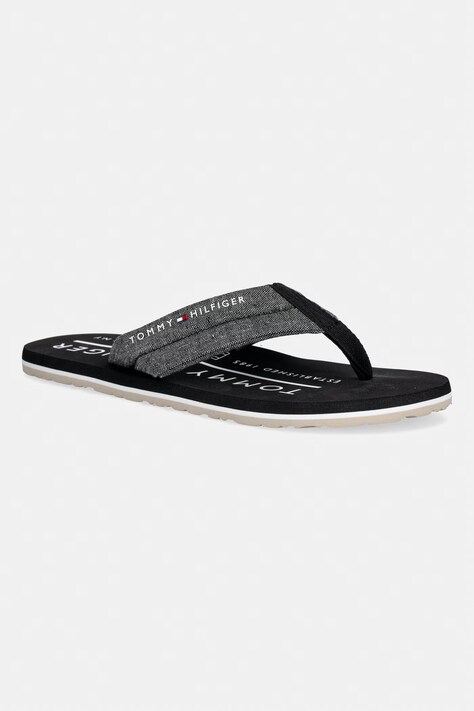 Tommy Hilfiger japonki męskie HILFIGER CHAMBRAY BEACH SANDAL czarne FM0FM05751