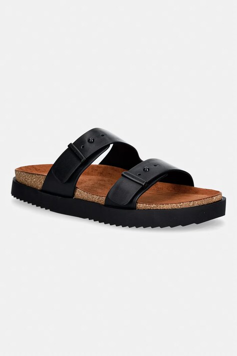 Tommy Hilfiger klapki męskie skórzane HILFIGER CHAMBRAY BEACH SANDAL czarne FM0FM05754