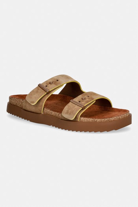 Tommy Hilfiger klapki męskie zamszowe CORK ADJUSTABLE SUEDE SANDAL brązowe FM0FM05869