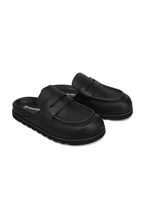 Kožené šľapky Naked Wolfe Cord čierna farba, Cord Black Pebble Leather