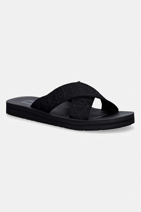 Calvin Klein klapki męskie ESS DIECUT XCROSS WB AOP czarne HM0HM02093