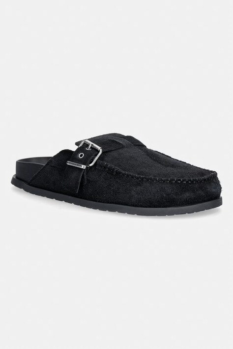 Tommy Jeans klapki męskie zamszowe BIND MULE WASHED SUEDE czarne EM0EM01722