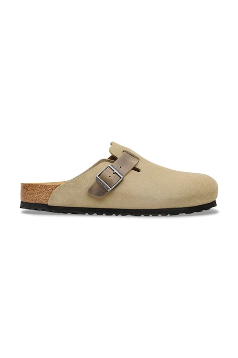 Semišové šľapky Birkenstock Boston zelená farba, 1031516