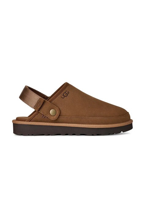 Natikače od nubuk kože UGG M Goldencoast Clog II Nubuck boja: smeđa, 1178670.DKC