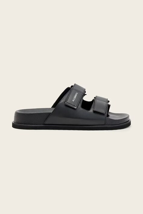 AllSaints klapki męskie skórzane Vex Sandal czarne M032FE