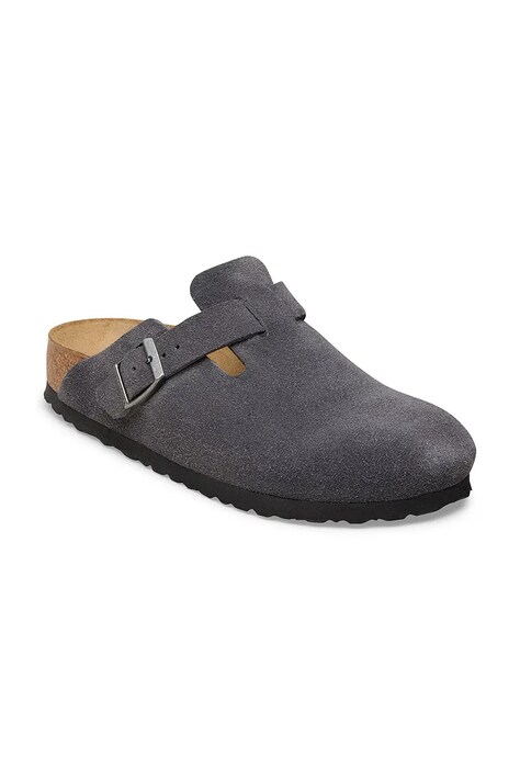 Birkenstock klapki zamszowe Boston kolor szary 1031676