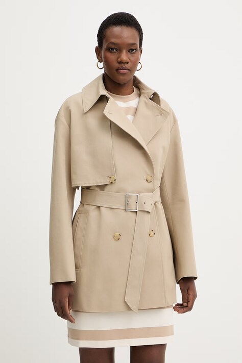 BOSS płaszcz bawełniany Cromas kolor beżowy 50553185