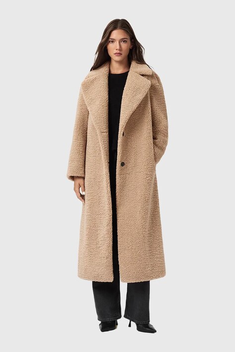 AllSaints płaszcz kolor beżowy W062OB