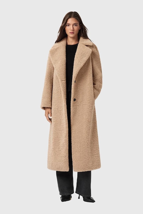 AllSaints płaszcz kolor beżowy W062OB