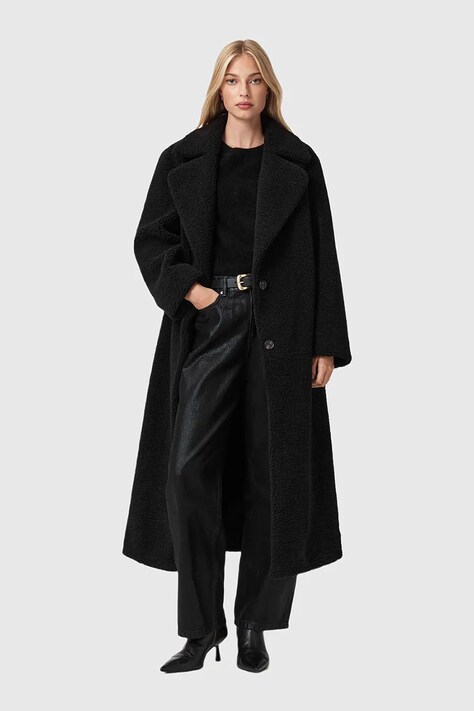 AllSaints płaszcz kolor czarny W062OB