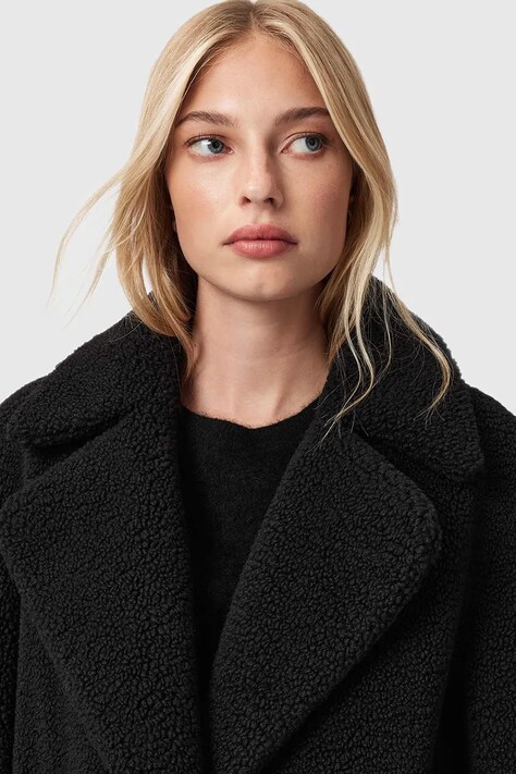 AllSaints płaszcz kolor czarny W062OB