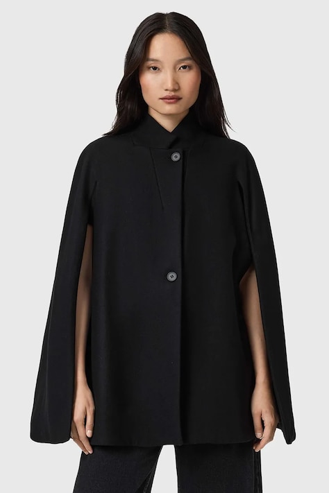 AllSaints płaszcz z dodatkiem wełny kolor czarny W102OD