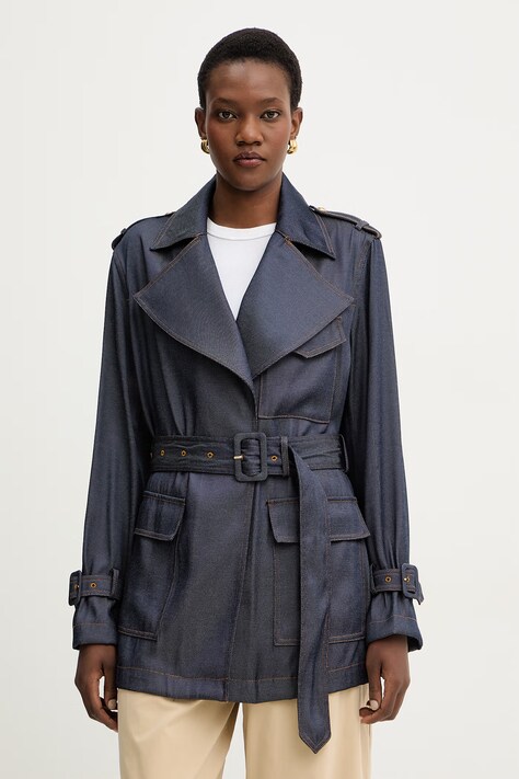 Παλτό Guess REGINE χρώμα: μπλε, W6RL50 WL842