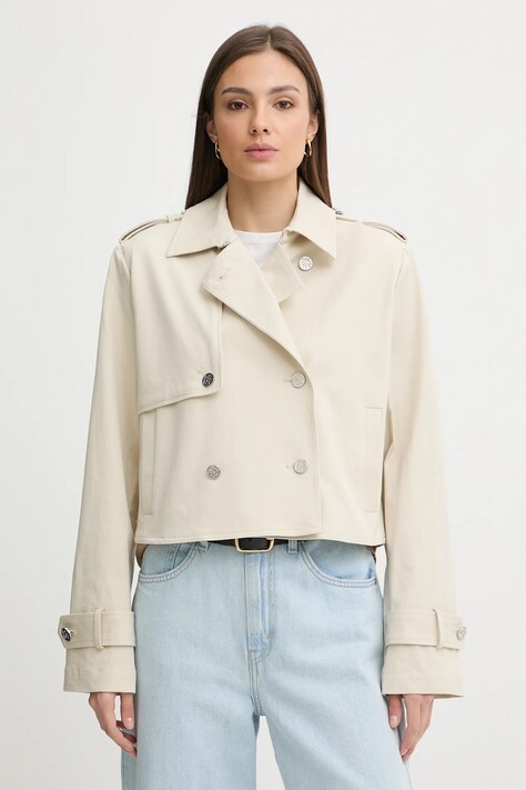 Dkny płaszcz kolor beżowy P5KJTD40