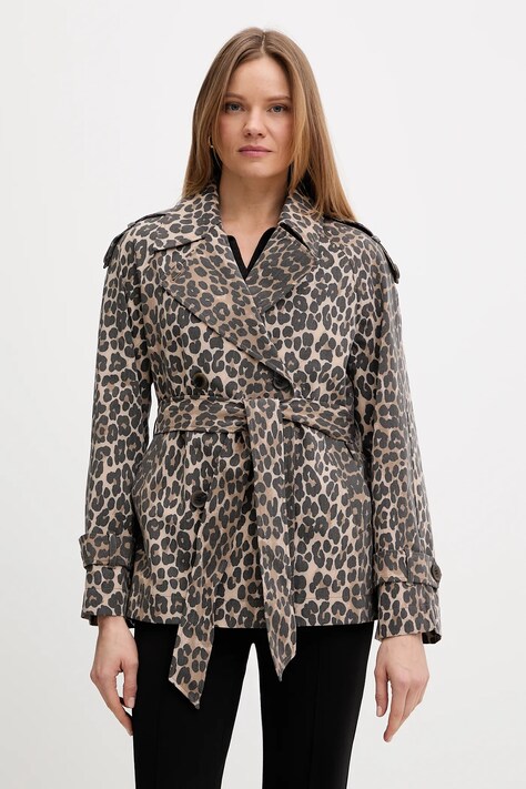 Dkny krótki trencz kolor beżowy DLEMPV83