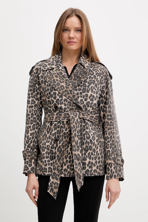 Dkny krótki trencz kolor beżowy DLEMPV83