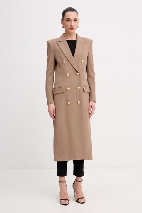 Elisabetta Franchi płaszcz damski z wiskozy brązowy CP00361E2