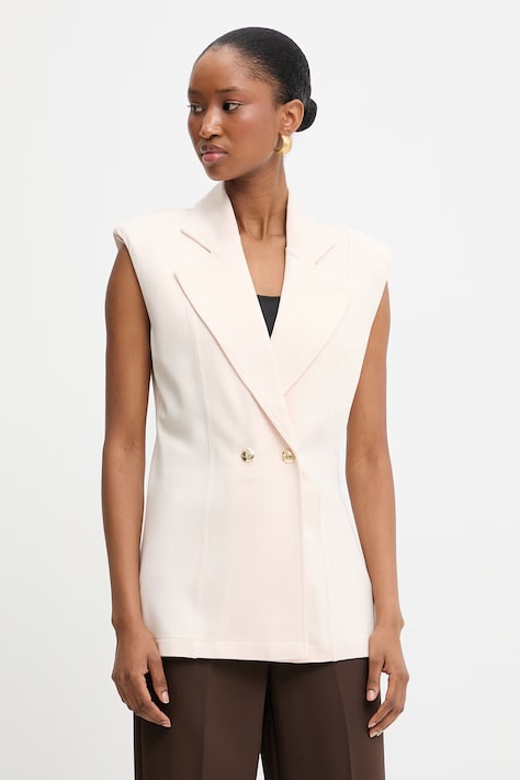 Liu Jo kamizelka kolor beżowy dwurzędowa TA6025 JS182