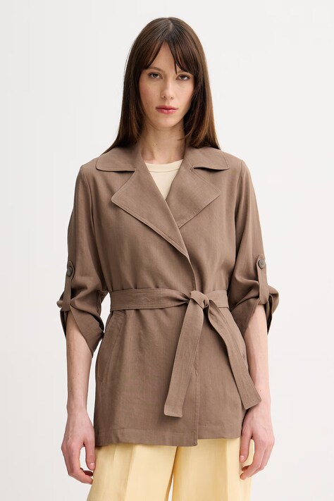 Marella marynarka damska z lnem MLMLAMPADA brązowa 2613121025200