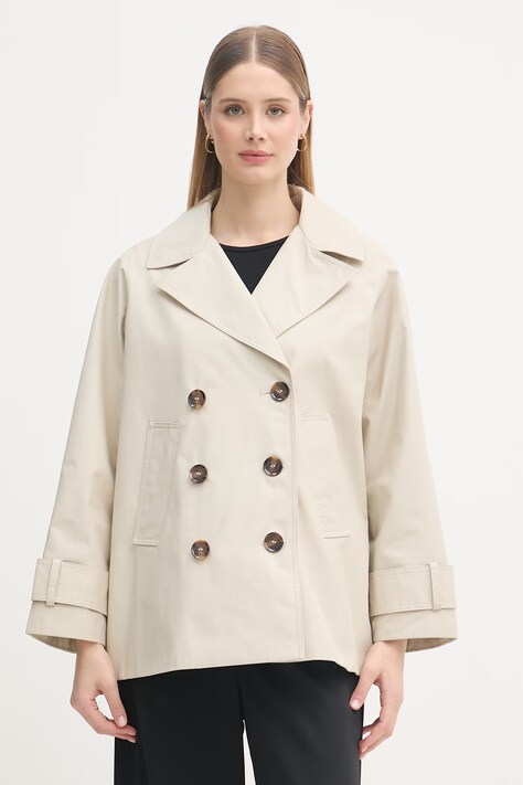 Barbour krótki trencz damski bawełniany Maisy beżowy LSP0235