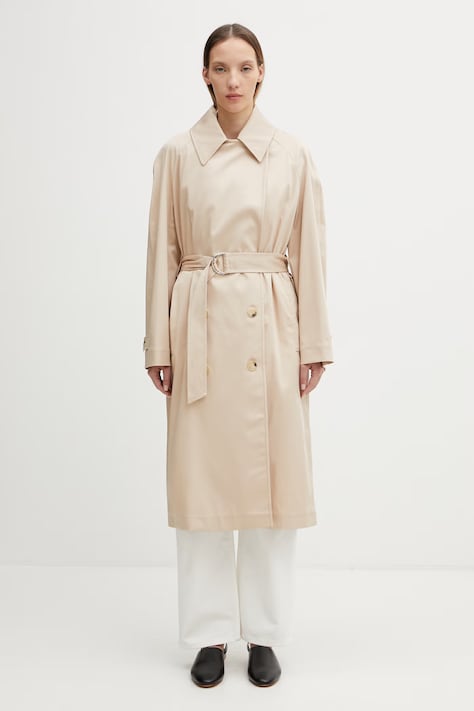 Lacoste trencz z bawełną damski beżowy BF9785