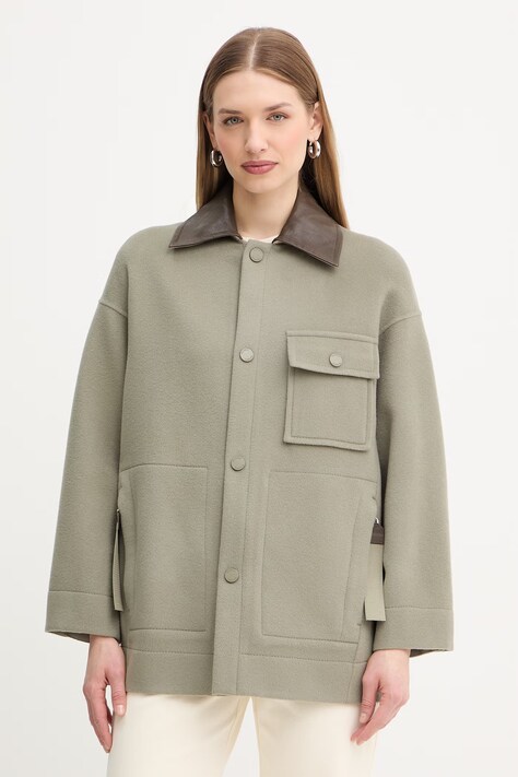 MAX&Co. kurtka wełniana MCOHACK kolor zielony przejściowa oversize 2616081151200