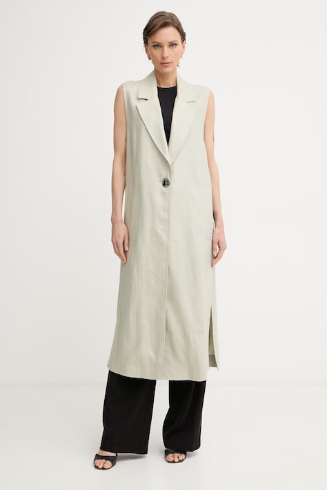 Armani Exchange kabát dámsky ľanový béžový XW001979 AF21530