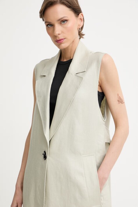 Armani Exchange пальто жіноче лляне — SS26-KPD03Z, бежевий — фото 4