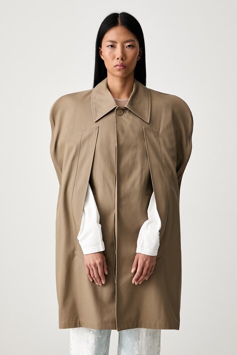 MM6 Maison Margiela płaszcz damski bawełniany beżowy S62AA0101.M35887