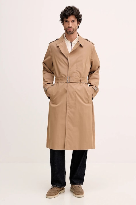 Tommy Hilfiger płaszcz kolor brązowy MW0MW41855