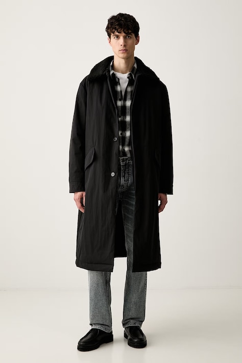 AllSaints пальто для мужчин с хлопком чёрное M050OD