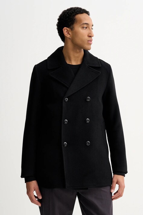 G-Star płaszcz z dodatkiem wełny kolor czarny D27310-E155