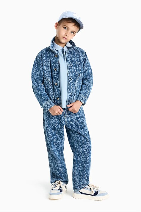 Emporio Armani kurtka jeansowa dziecięca kolor niebieski EB001254 AF24090