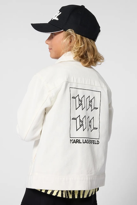 Otroška bombažna jakna Karl Lagerfeld bež barva, Z31072