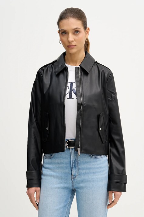 Calvin Klein Jeans kurtka kolor czarny przejściowa LV047E501G