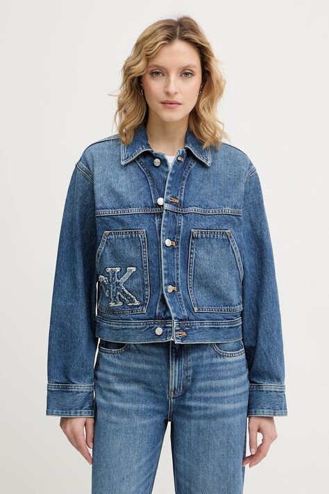 Τζιν μπουφάν Calvin Klein Jeans χρώμα: μπλε, LV047E906G
