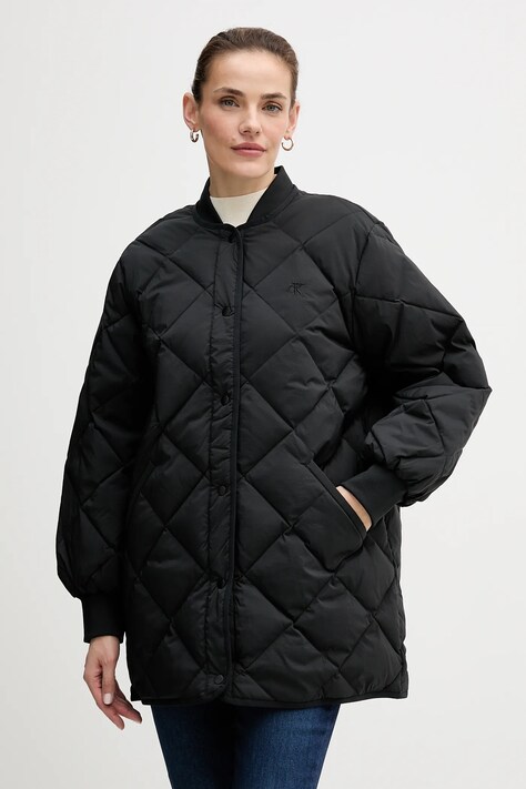 Calvin Klein Jeans kurtka puchowa kolor czarny przejściowa oversize LV147E518G