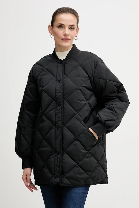 Calvin Klein Jeans kurtka puchowa kolor czarny przejściowa oversize LV147E518G