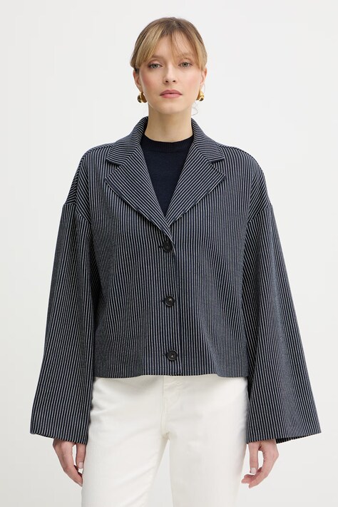 MM by Max Mara marynarka GIULIVA kolor granatowy oversize wzorzysta 2616911067600
