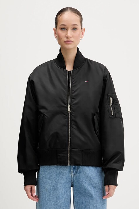 Tommy Jeans kurtka bomber kolor czarny przejściowa oversize DW0DW22046