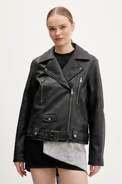 Tommy Jeans ramoneska kolor czarny przejściowa DW0DW22054