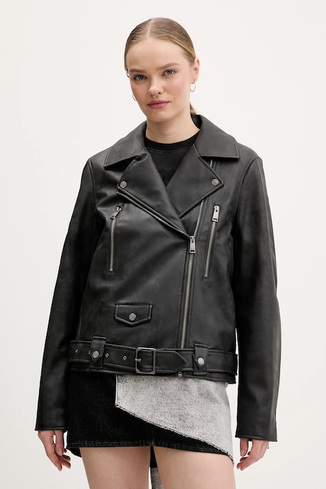 Rokerica Tommy Jeans boja: crna, za prijelazno razdoblje, DW0DW22054