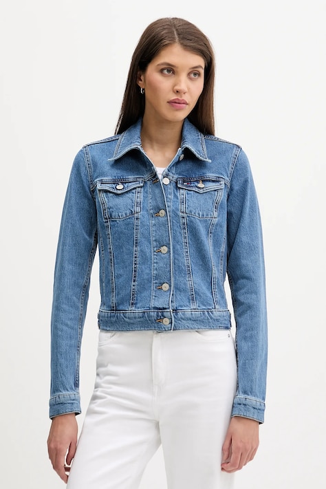 Džínová bunda Tommy Jeans modrá barva, přechodná, DW0DW22489