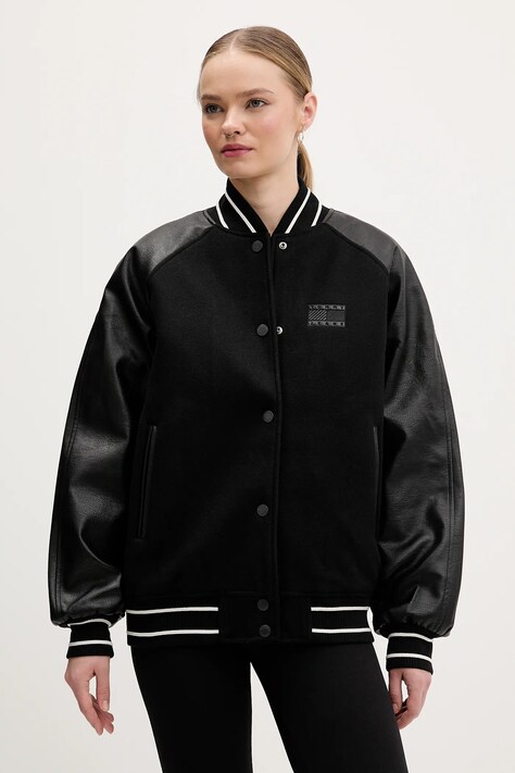 Tommy Jeans kurtka z dodatkiem wełny kolor czarny przejściowa DW0DW22557