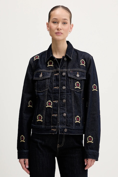 Tommy Jeans kurtka jeansowa kolor granatowy przejściowa DW0DW22729