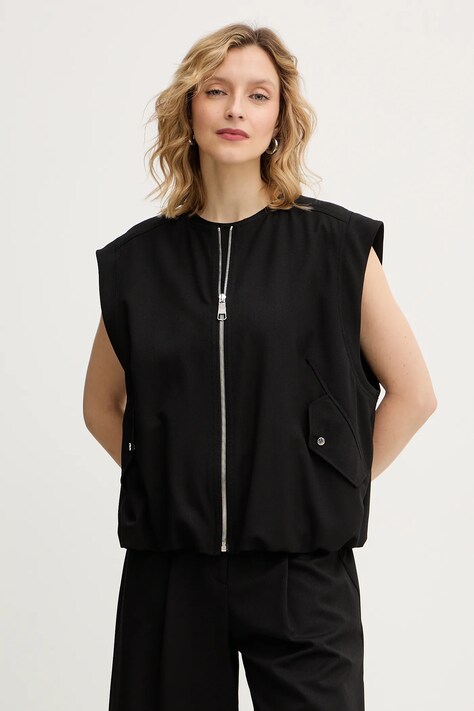 BOSS Orange bezrękawnik kolor czarny przejściowy 50554857