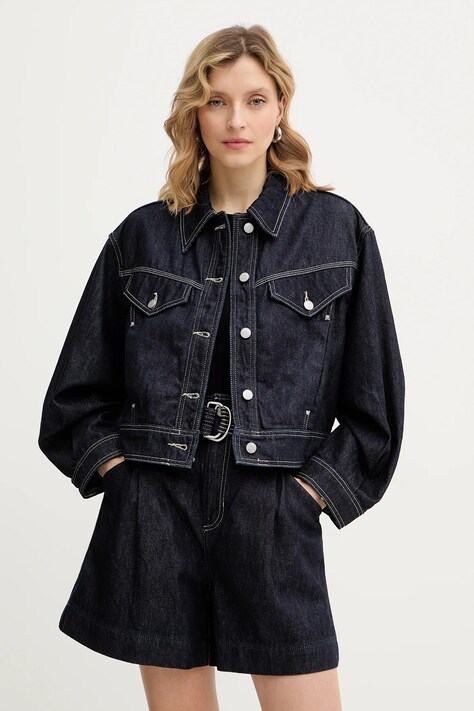 BOSS Orange geacă jeans C BOMBER TRUCKER 1.0 culoarea bleumarin, de tranziție, oversize, 50552464